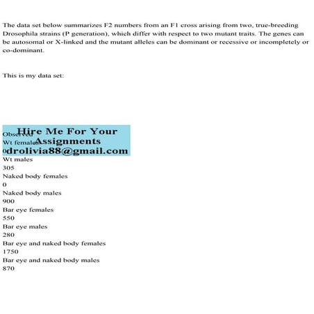 The data set below summarizes F2 numbers from an F1 cross arising .pdf