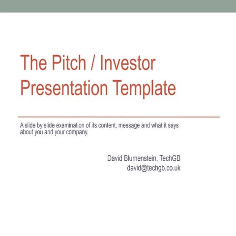 Pitch/Investor Deck Template for Start Ups