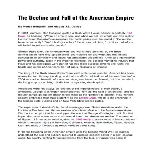 The Decline and Fall of the American Empire