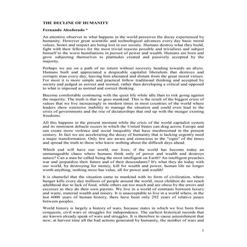 The decline of humanity