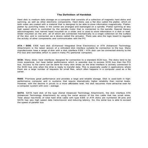 The definition of harddisk