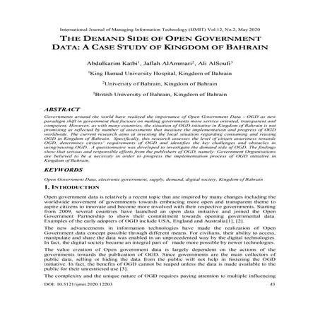 The demand side of open government data a case study of kingdom of bahrain