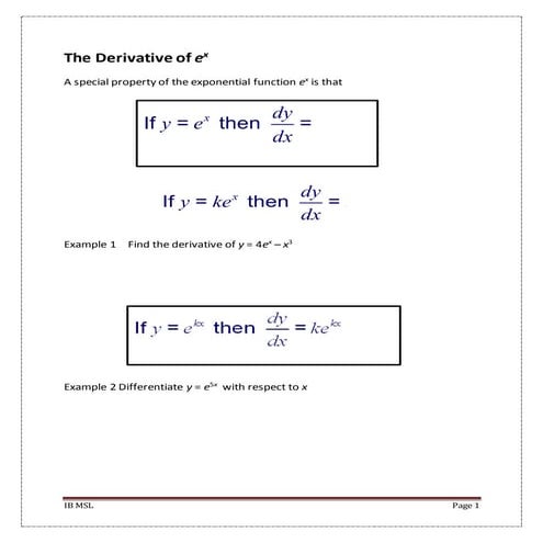 The Derivative of e^x and lnx