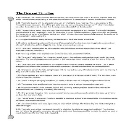 The Descent Horror Trailer Timeline