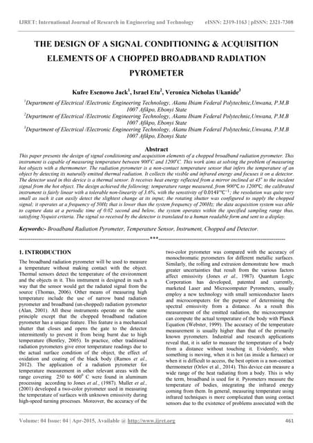 The design of a signal conditioning &amp; acquisition elements of a chopped b...