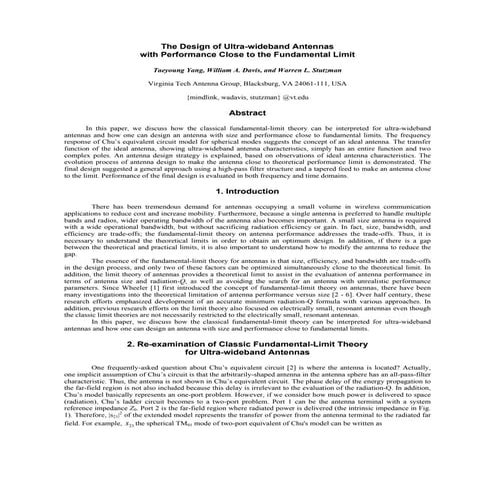 The design of ultra wideband antennas close to the fundamental limit