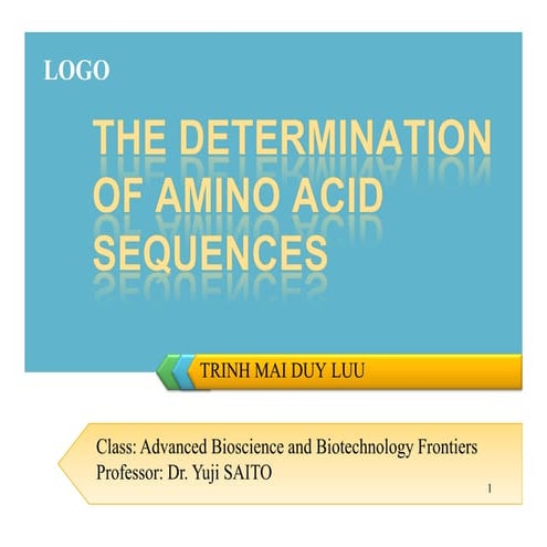 The determination of amino acid sequences presentation autumne 2015 | PPT