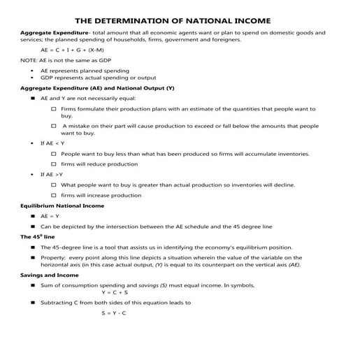 The determination of national income