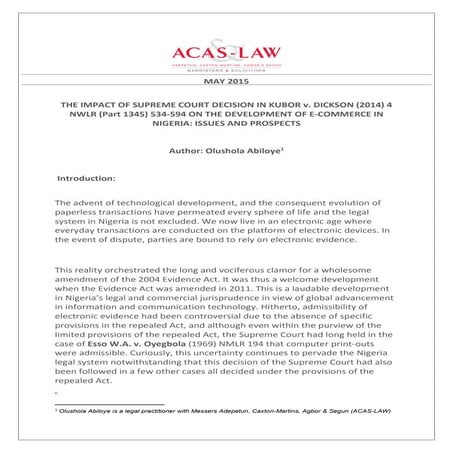 The Development of E-Commerce in Nigeria - Olushola Abiloye