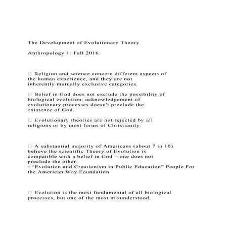The Development of Evolutionary TheoryAnthropology 1 Fall.docx
