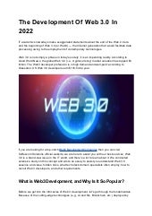 The Development Of Web 3 | PDF