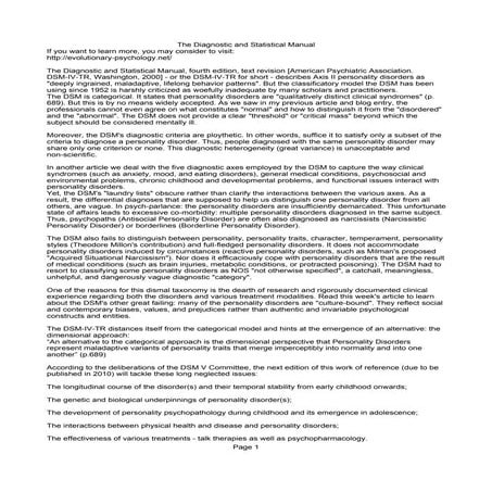 The Diagnostic and Statistical Manual