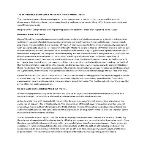 The difference between a research paper and a thesis