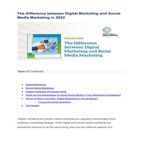 What is The Difference between Digital Marketing and Social Media ...
