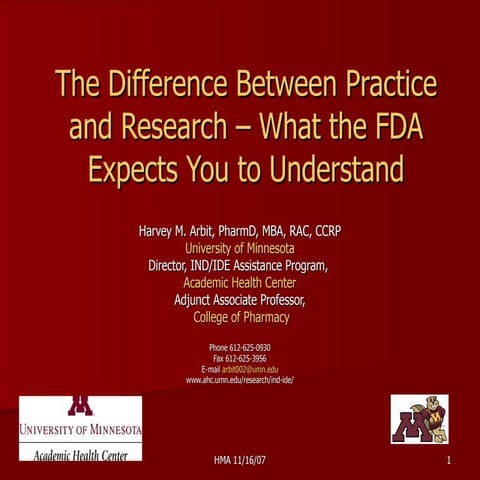 The difference between practice and research 111607