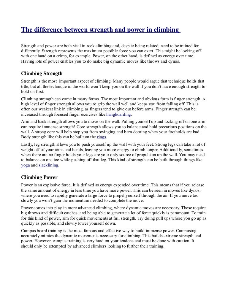 The Difference Between Strength And Power In Climbing