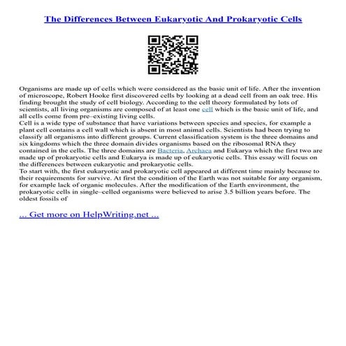 The Differences Between Eukaryotic And Prokaryotic Cells