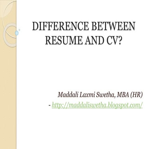 DIFFERENCE BETWEEN RESUME AND CV 
