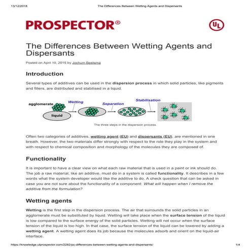 The differences between wetting agents and dispersants