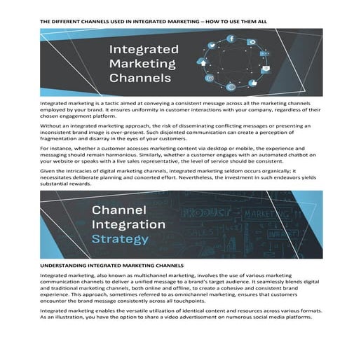 THE DIFFERENT CHANNELS USED IN INTEGRATED MARKETING – HOW TO USE THEM ...