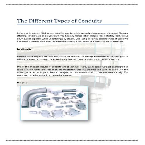 The different types of conduits