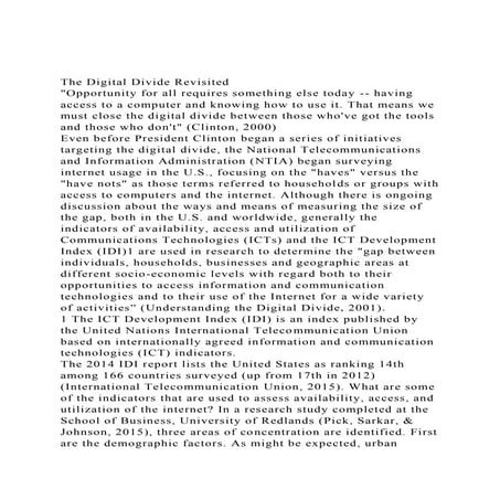 The Digital Divide Revisited Opportunity for all requires som.docx