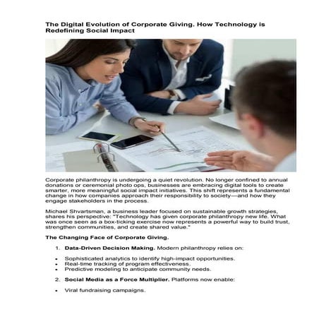 The Digital Evolution of Corporate Giving. How Technology is Redefining Socia...