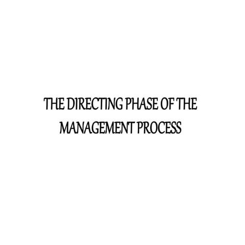 The directing phase of the management process