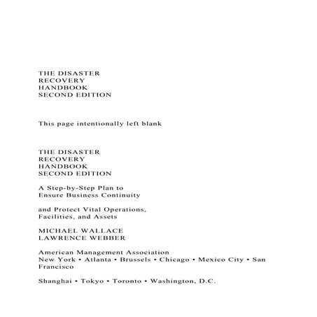 THE DISASTERRECOVERYHANDBOOKSECOND EDITIONTh.docx