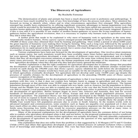 The discovery of agriculture
