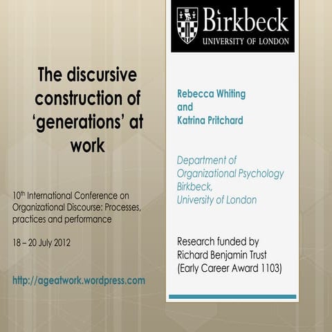 The discursive construction of 'generations'  discourse conference 19 july2012
