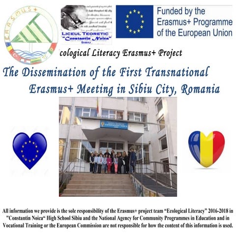 The Dissemination of the 1st Transnational Meeting in Sibiu City, Romania