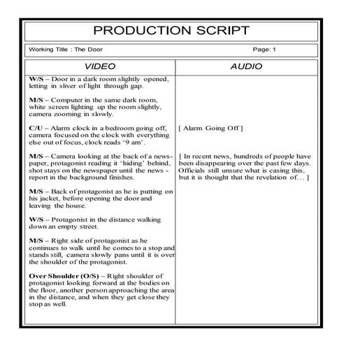 The Door Production Script