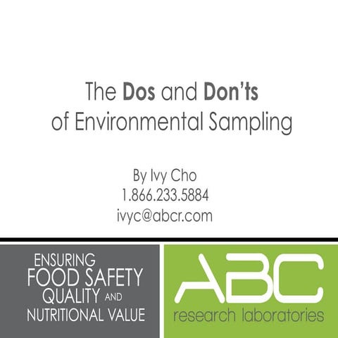 The Dos and Don'ts of Environmental Sampling