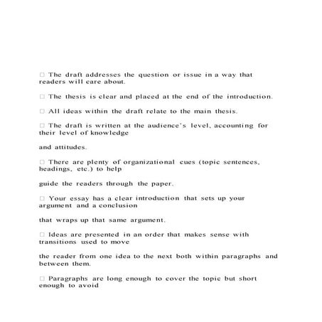  The draft addresses the question or issue in a way that 