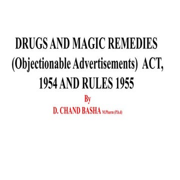 Drug & Magic Remedies Act 1954 Part-1 | PPTX