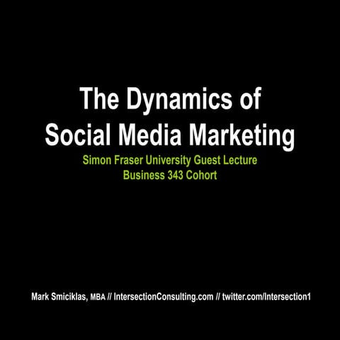Dynamics of Social Media Marketing