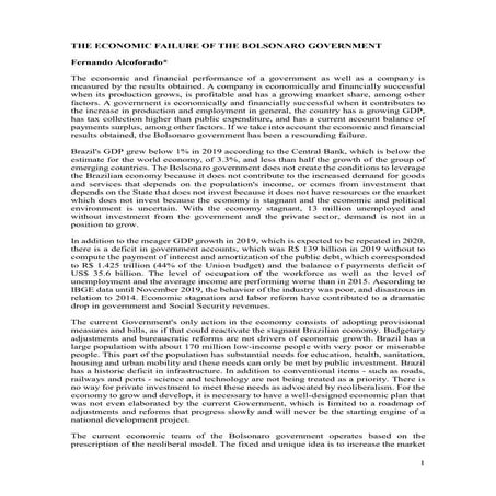 The economic failure of the bolsonaro government