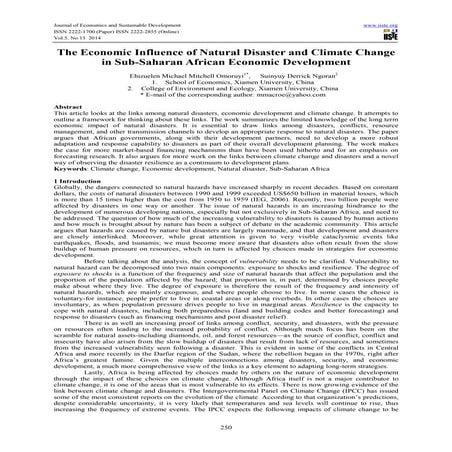 The economic influence of natural disaster and climate change in sub saharan ...