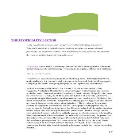 The ecopicality factor '02