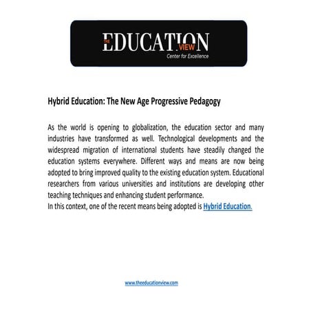 Hybrid Education: The New Age Progressive Pedagogy | PDF