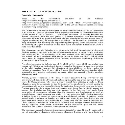 The education system in cuba