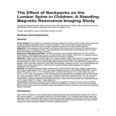 Backpacks and back pain | PDF