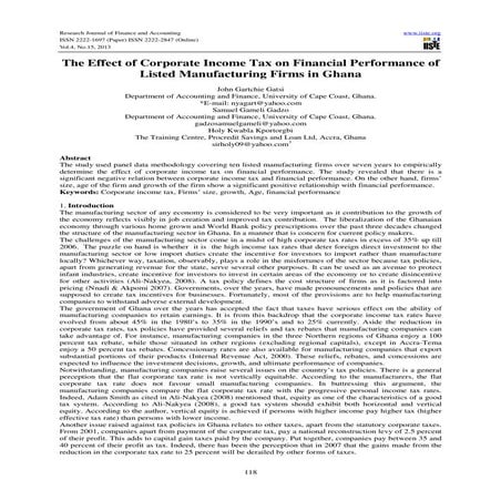 The effect of corporate income tax on financial performance of listed ...