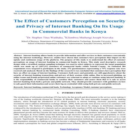 The Effect of Customers Perception on Security and Privacy of Internet Bankin...