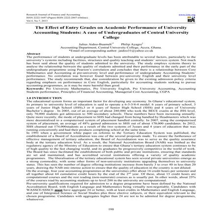 The effect of entry grades on academic performance of university accounting s...