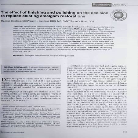 The effect of finishing and polishing on the decision to replace ...
