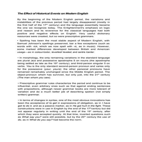 The effect of historical events on modern english