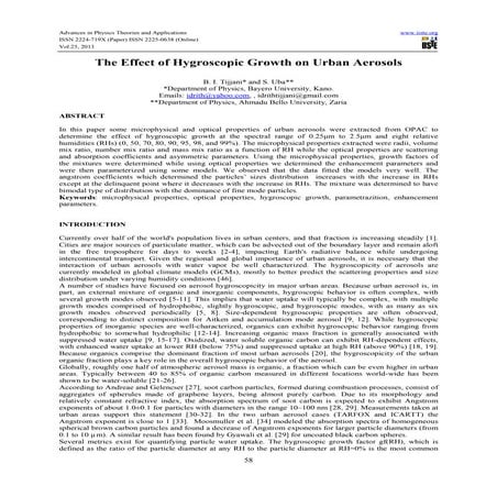 The effect of hygroscopic growth on urban aerosols