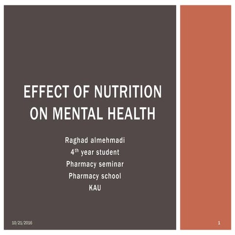 The effect of nutrition on mental health